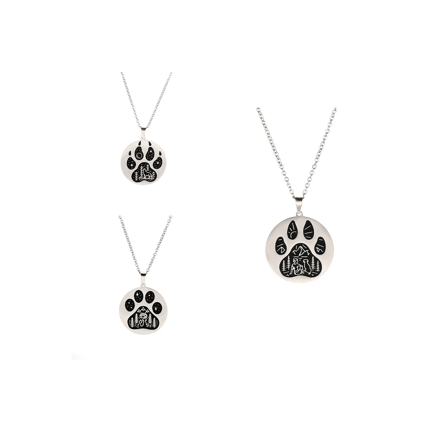 

Puppy Paw Necklace Stainless Steel Gold Dainty Stainless Steel Jewelry Necklace Laser Engraving Animal Men Camping Dog Necklace, Silver,gold