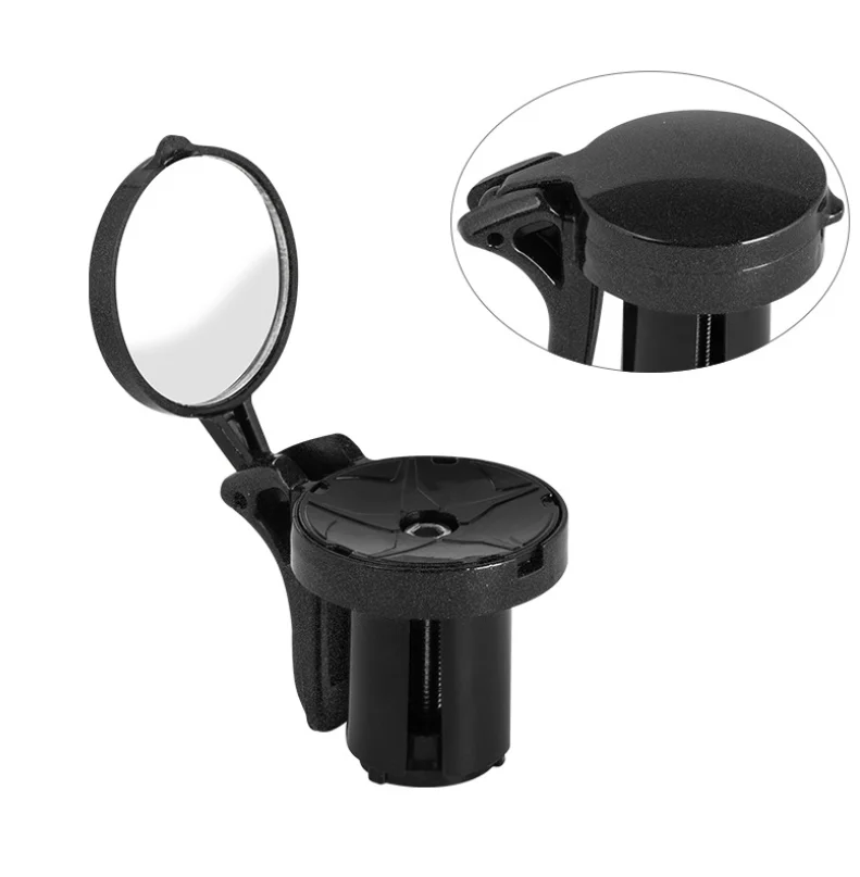 

Outdoor Abs Bike Handlebar End 360 Degrees Handlebar Bike Mirror Adjustable Safety Rearview Mirror Light, Black