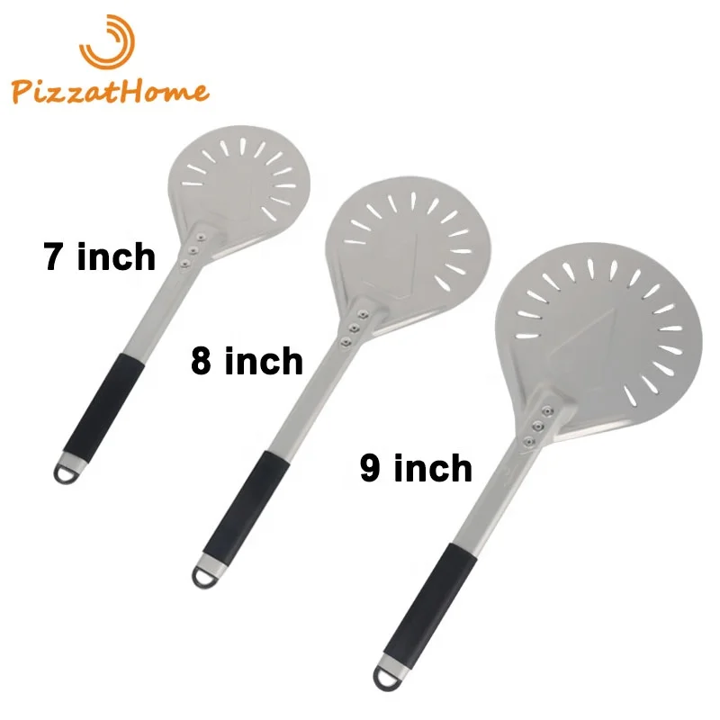 Hot Sale 7/8/9 Inch Perforated Pizza Turning Peel Pizza Shovel Aluminum Paddle Short Pizza Tool Non-Slip Handle