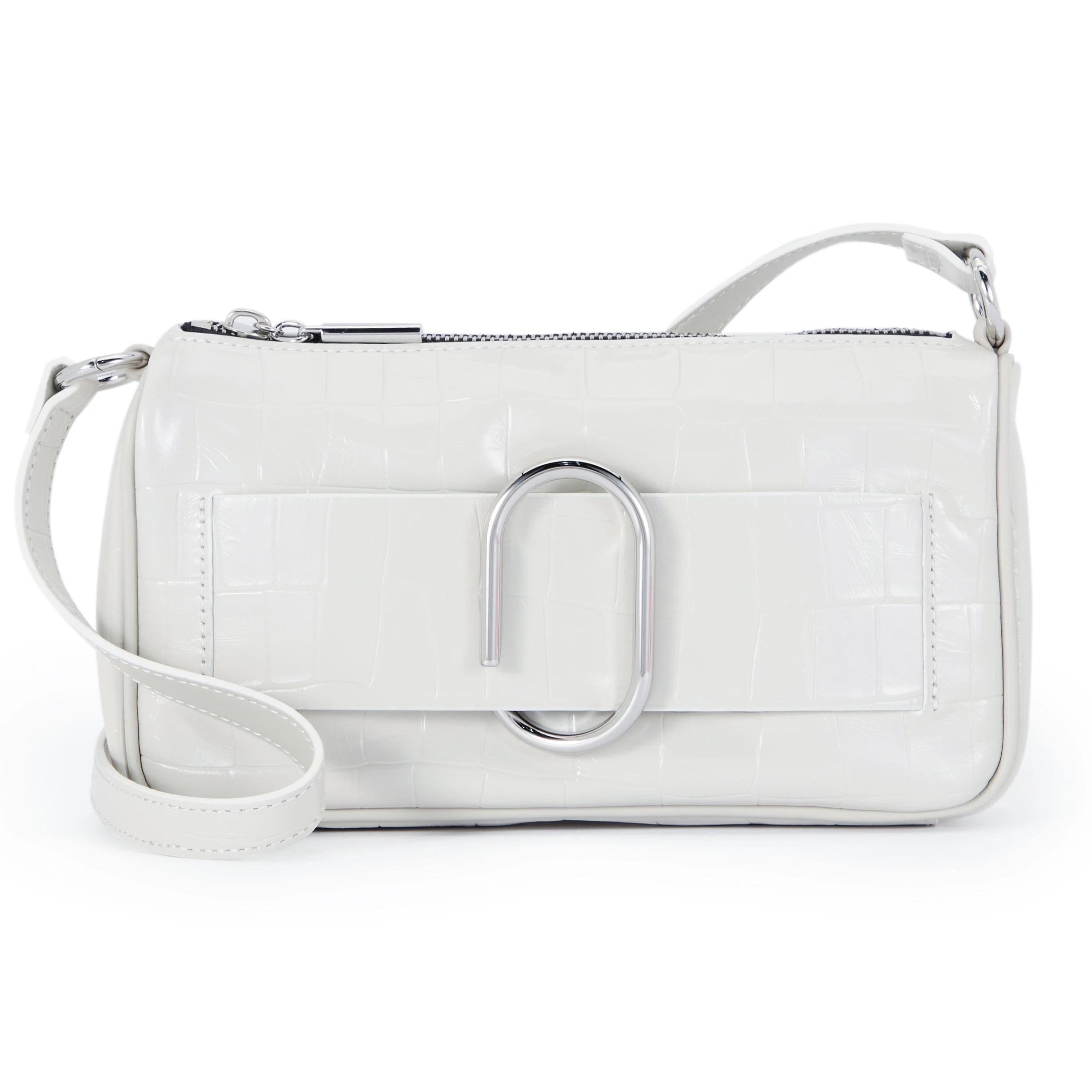 

OEM popular fashion elegant women shoulder bag high-quality cowhide lady bag stainless steel hardware flip women handbags, White