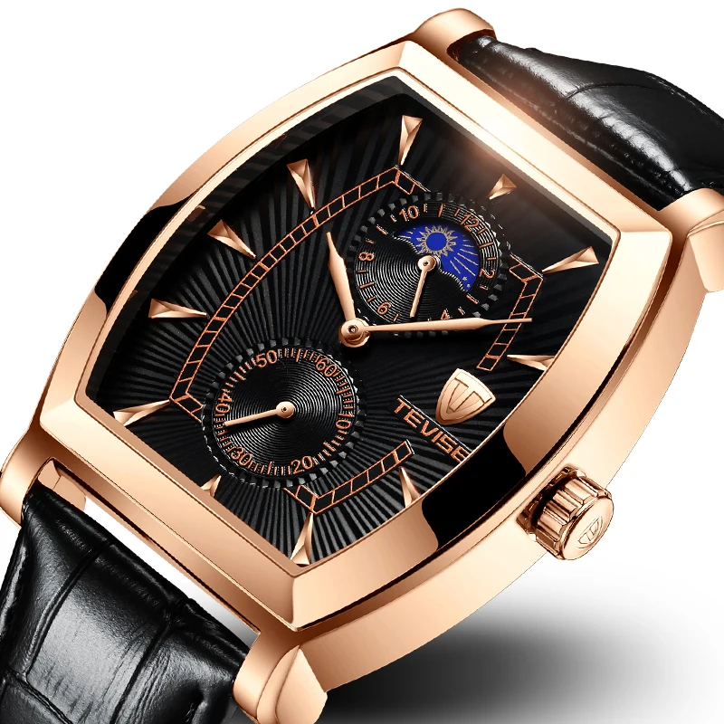 

Tevise Watch 8383S New Fashionable Men Strap Watch Alloy Moon Phase Mechanical Watches Waterproof, Optional