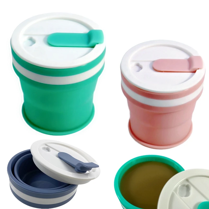 

OEM mini bpa free portable collapsible camping folding outdoor travel silicon water cup mug foldable silicone folding cup 350ml
