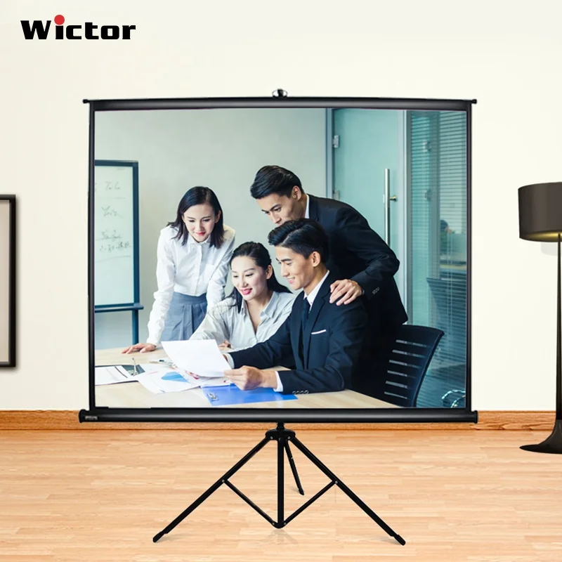 

WICTOR 120-inch 16:9 Home Cinema Tripod Projector Screen Projection Screen with Stand Portable theater, White