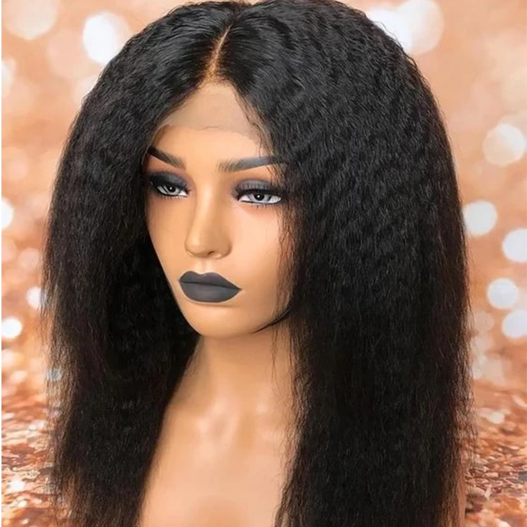 

Wholesale Cheap BRAZILIAN Price natural black yaki kinky straight natural wig human hair lace front wigs
