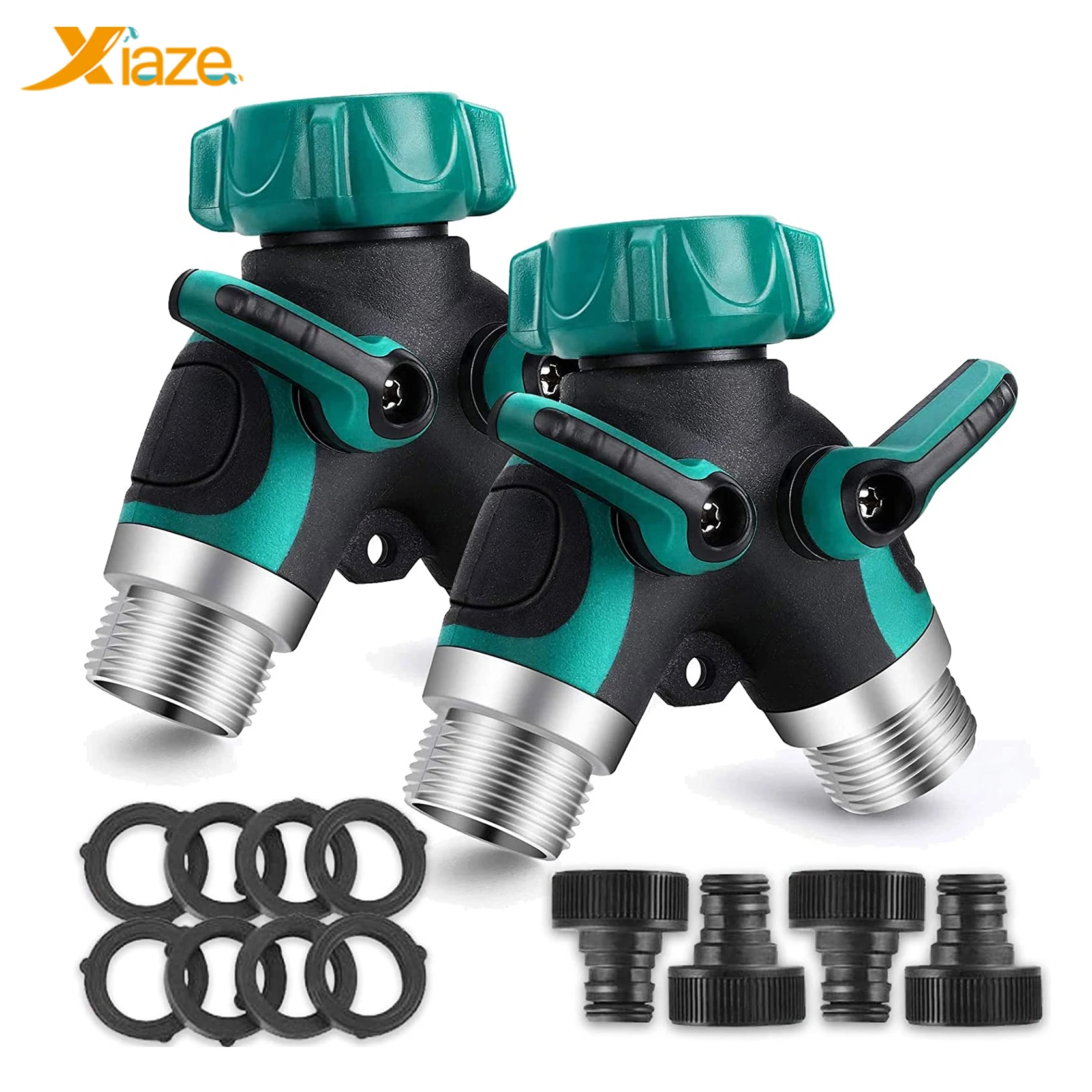

2 Way tap fittings Splitter Hose Connector Outdoor Double Y Valve Water Tap Splitter Faucet Adapter with Quick Connectors