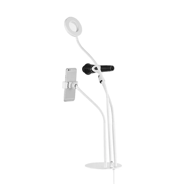 

Professional broadcasting microphone stand mobile phone stand holder luxury broadcasting stand for live stream, Black, white