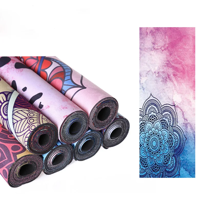 

Portable Non-Slip Fitness Mat Digital Printing Foldable Suede Yoga Exercise Mat, As picture