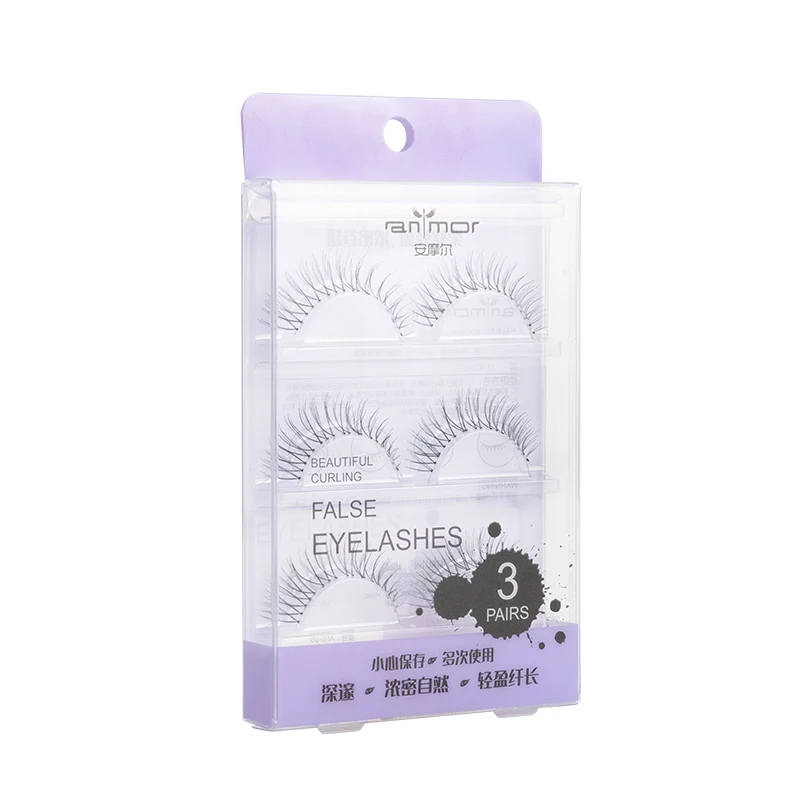 

ANMOR 6D 3 Pairs False Eyelashes Packaging Box Hand Made Mink Eye Lashes Luxury Soft Hair