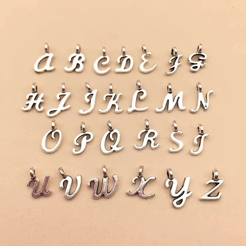 

Random Alloy Metal A-Z Letter Initial Charms Alphabet Charm Pendants for Bracelet Necklace Crafts Diy Making, Photo