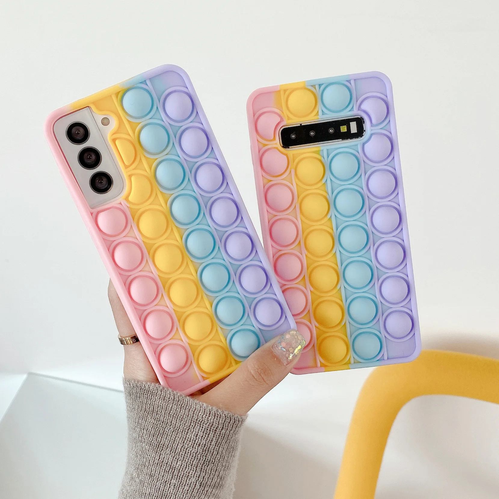 

Push Bubble Fidget Toys 3D Cute Soft Case Cover for Samsung S10 S20 Plus S9 Note 10 20 S21 Ultra Stress Reliver Toy Capa Case