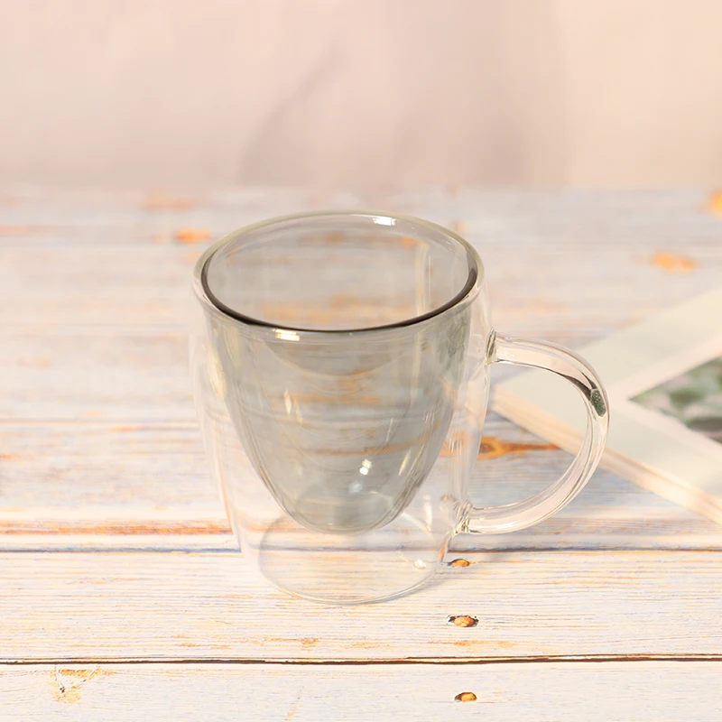 

2022 new blown glass heat resistant doubl glass coffe mug insulated glass coffe cup