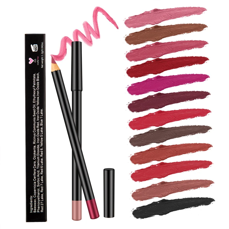 

private label cruelty free waterproof matte case permanent lip liner pencil with liner lipstick