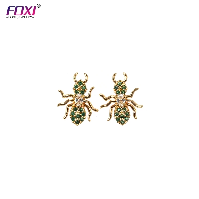 Minimalist Jewelry High Quality Fashion Gold Plated Insect Ants Cubic Zirconia Stud Earrings For Women 2020