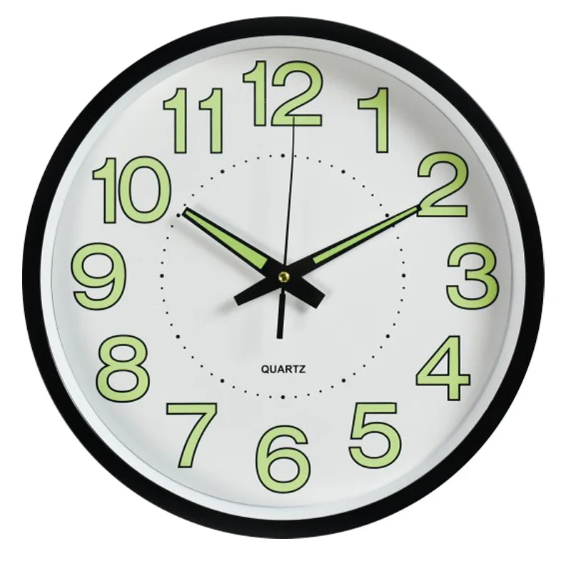 

2022 Home Decoration Round Quartz 12 inch Night Light Luminous Digital Wall Clock, Customized color