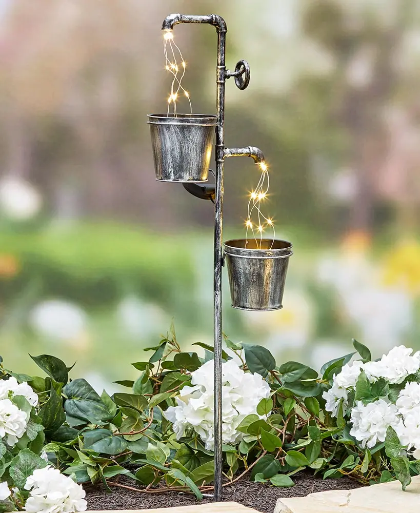 Garden flower planter Solar Faucet Water Light Collection