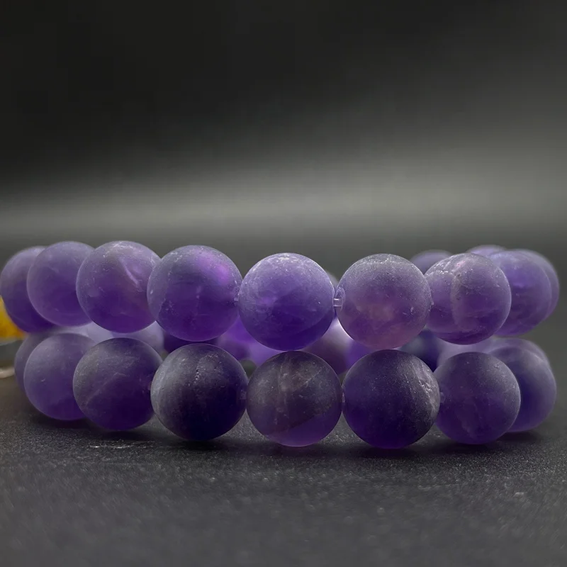 

Wholesale Natural Round Matte Frosted Amethyst Loose Gemstone Beads for Jewelry Making DIY Bracelet Necklace