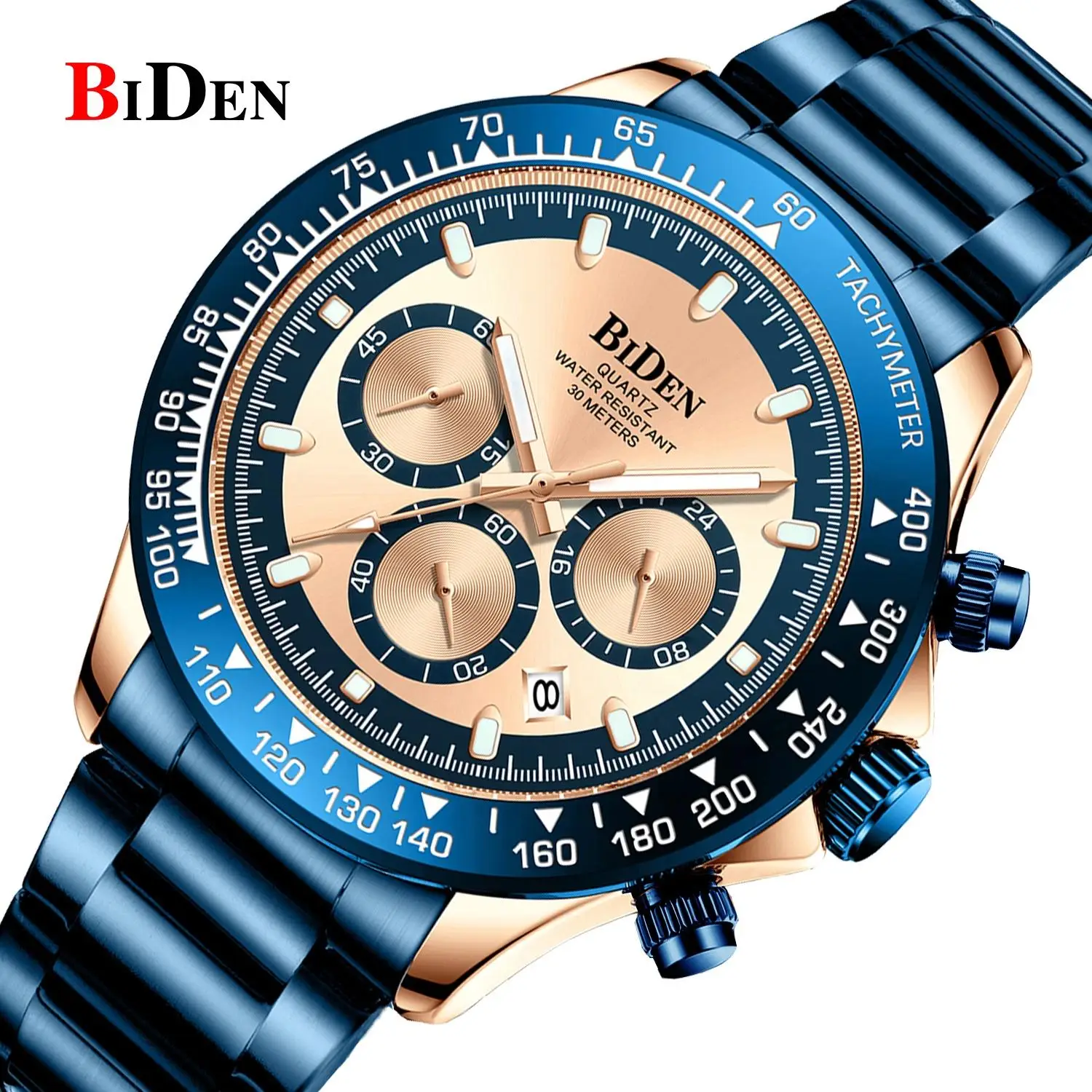 

Amazon hot selling men luxury rlx 50m waterproof stainless steel chronograph custom writ watches