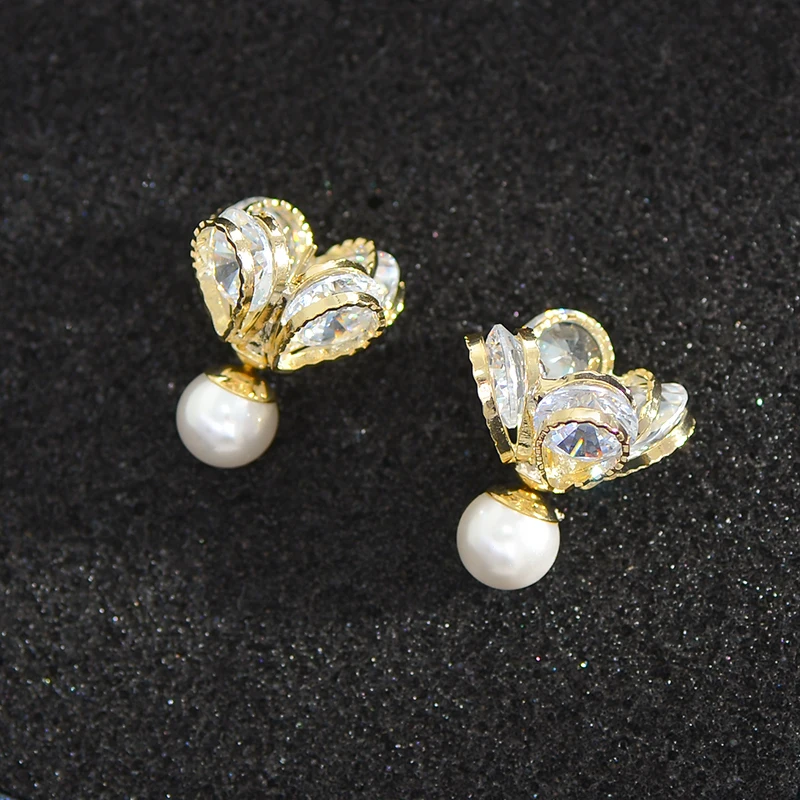 

ED89550 Korean fashion cute gold plated women jewelry zircon flower stud earring