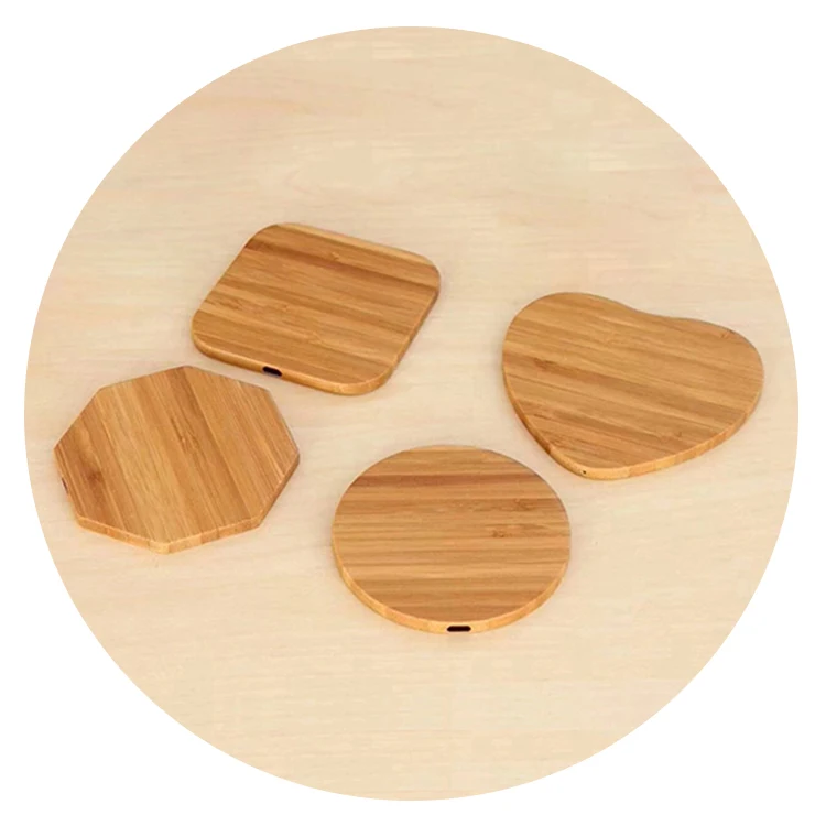 

Eco Friendly Bamboo Qi Wireless Fast Charger Charging Pad Dock Wireless Charger For Android
