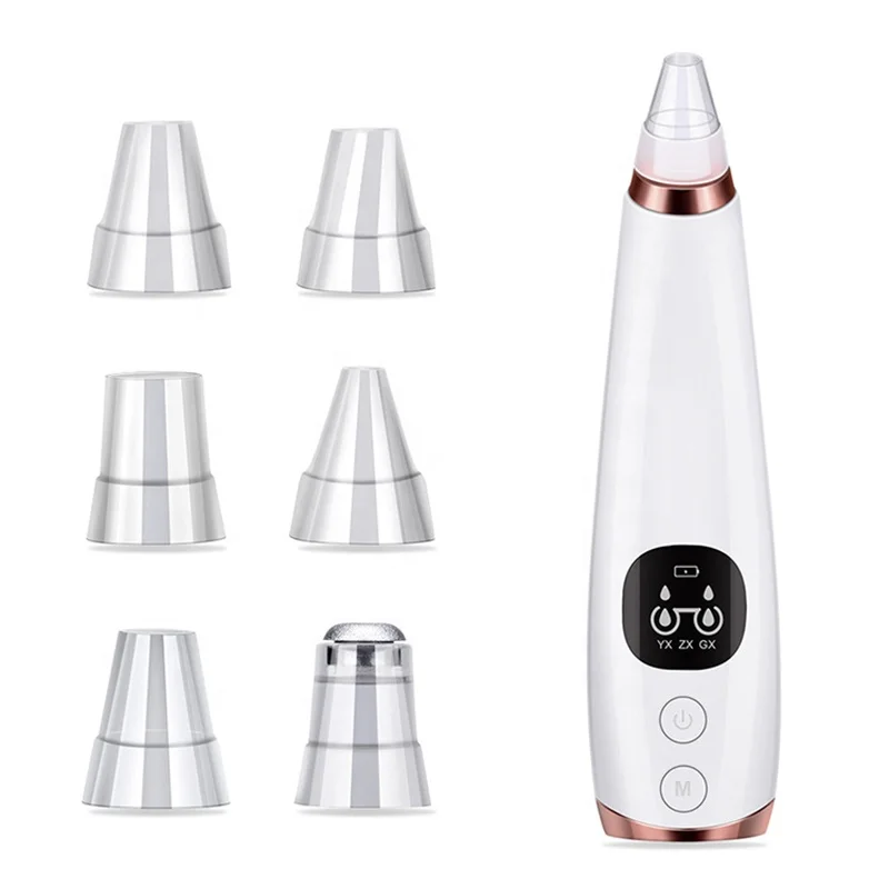 

Portable Blackhead Remover Pore Vacuum Cleaner Blackhead Suction Device with 6 Replaceable Heads, White