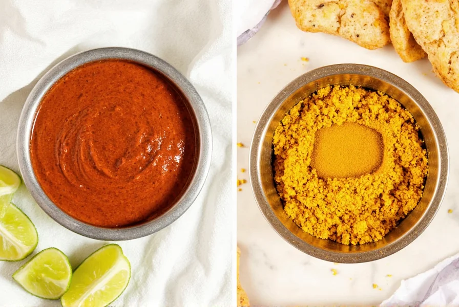 Curry paste and curry powder side by side in jars