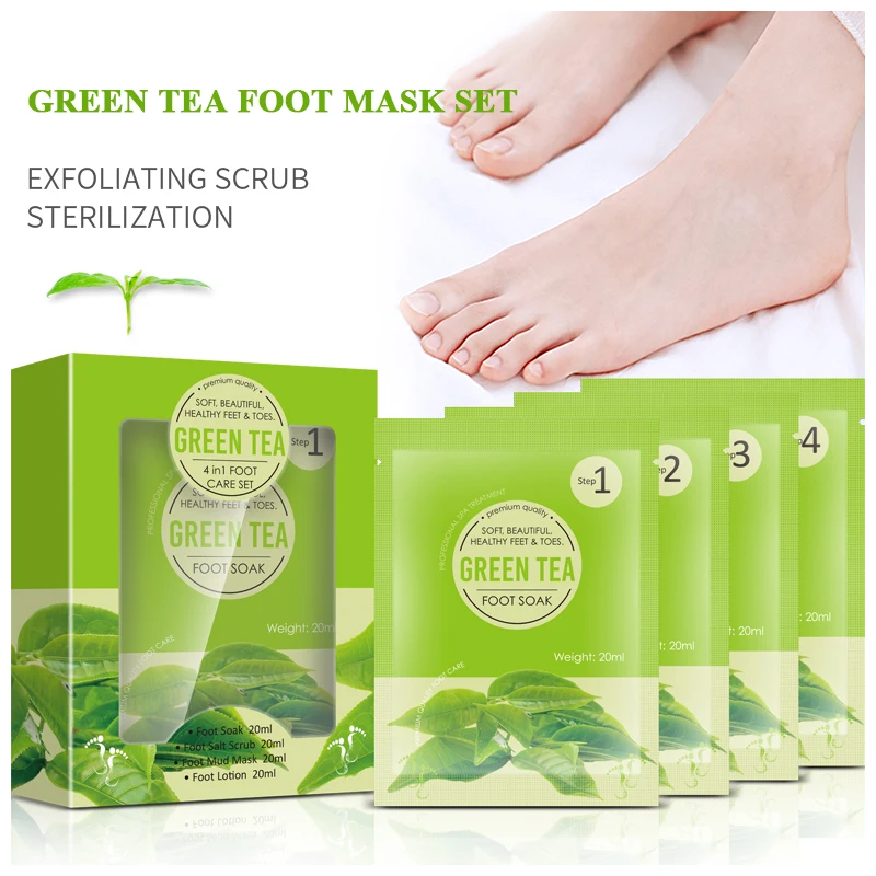 

pedicure spa Deluxe 4in1 Foot Spa Treatment Bubble Salt Sugar Scrub Massage Cream Mask Lotion Deluxe 4-step Bubble Pedicure Kit