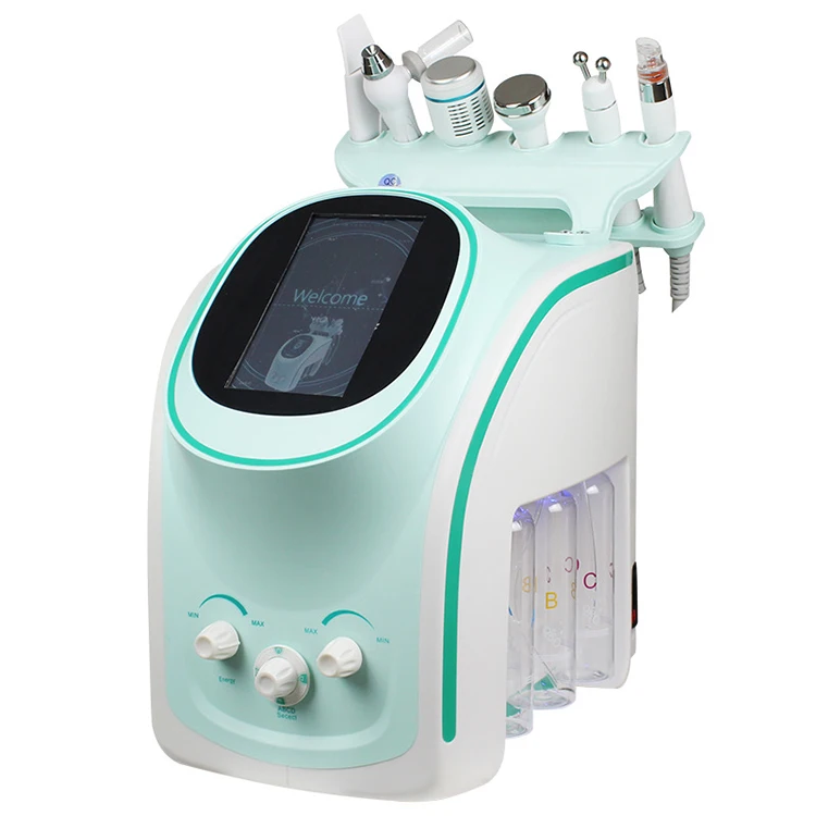 

Custom 6 In 1 New H2-O2 Hydra Oxygen Spray Aqua Peel Spa Dermabrasion Machine Aqua Peeling, White+green