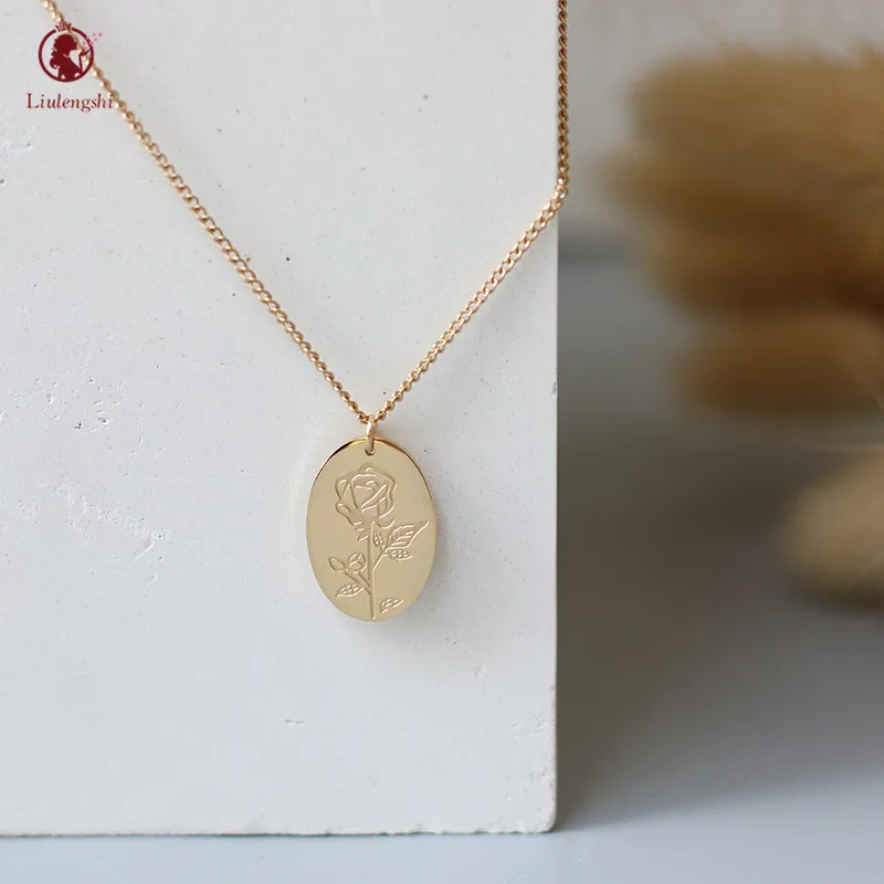 

Elegant Stainless Steel Link Chain Necklaces Gold Plated Rose Flower Pendant Necklace Wedding Women's Gift