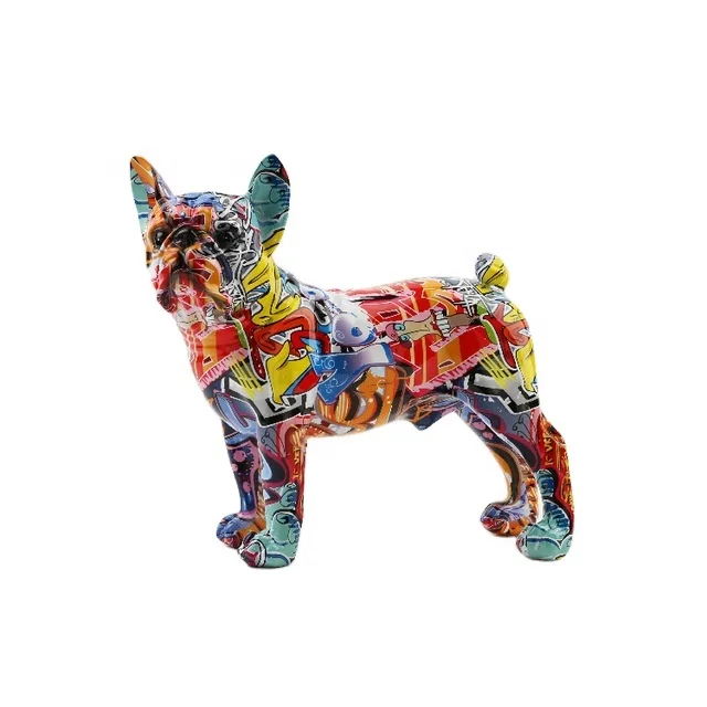 

Amazon Hot Sale Hand Crafted Resin Material Small Size Home Decoration Color Painting Dog Statue, Picture shows