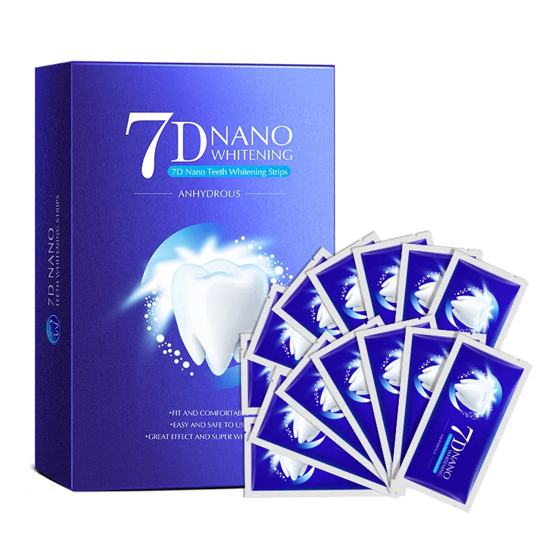 

7D Nano Double Elastic Gel Strips Dry Strips Coconut Teeth Whitening Strips Private Label 6% Hp OEM ODM Private Label