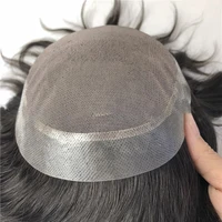 

Cheap Indian Human Hair Toupee Natural Hairline Men Wigs Mono Base Pu Margin Hair Replacement