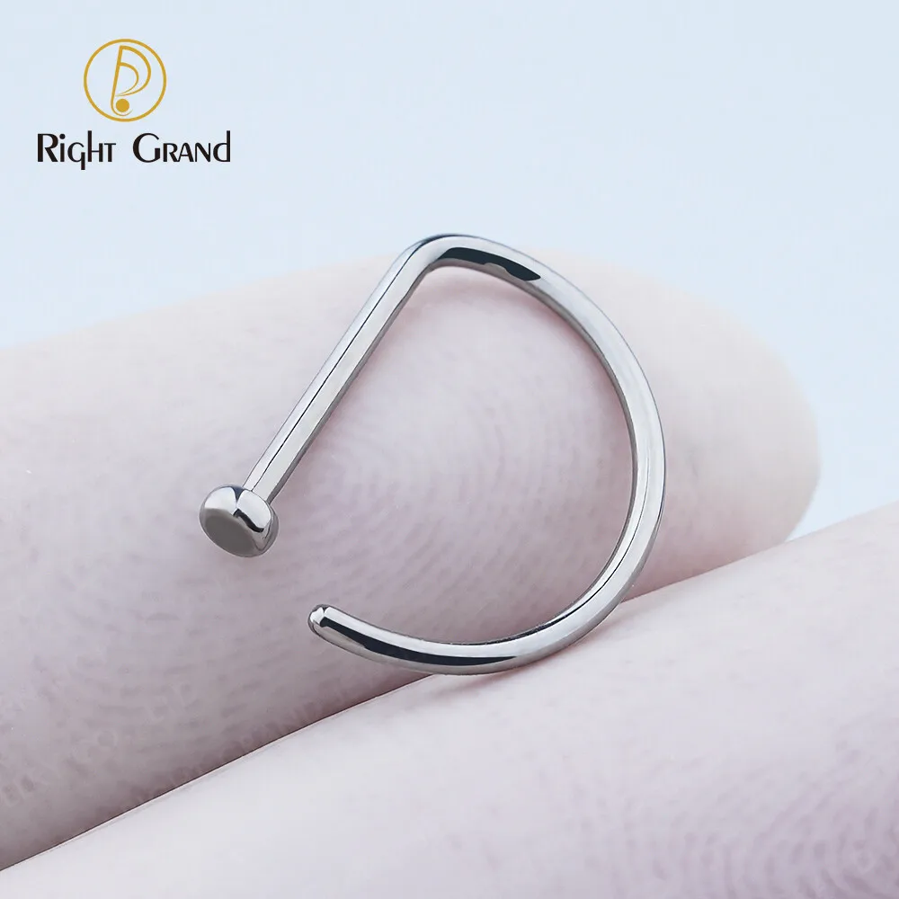 

20G Astm F136 Titanium Open D Shape Nose Ring Nosetril Hoop Piercing