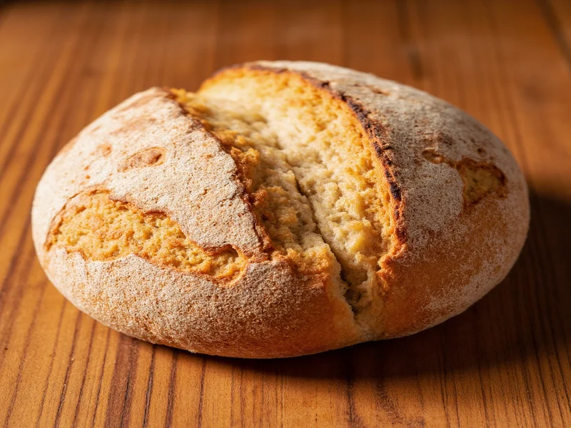 Freshly baked no-knead bread with crispy crust