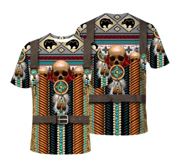 

Summer Digital Man T shirt indians Short Tees