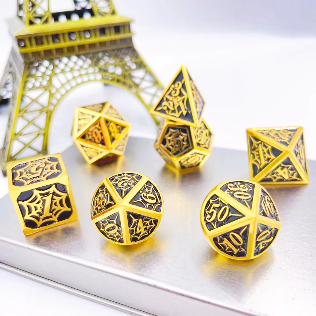 

Guaranteed Quality Proper Price Multicolor Custom Wholesale Metal Dice Set RPG game dice, Black with mosaic gold