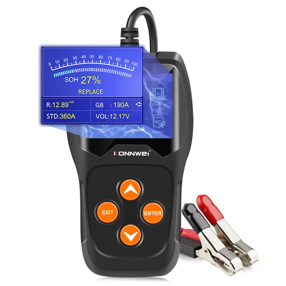 
Factory Directly Sales KONNWEI KW600 car battery tester with printer 8 16V for gasoline diesel hybrid electric motorcycle  (62108152822)