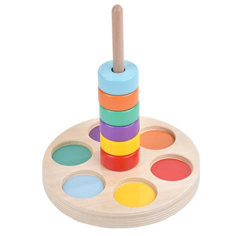 

Montessori Educational Stacking Toys kids learning color cognition Stacking Ring Toys