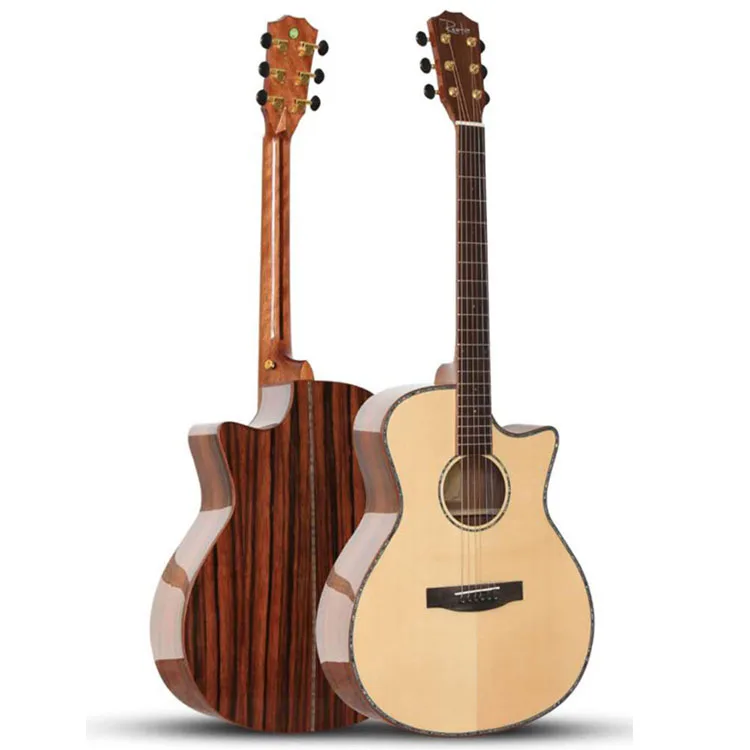 

High End Quality Colour Single board 41inch spruce face Ebony polished ballad cutout bright acoustic guitar