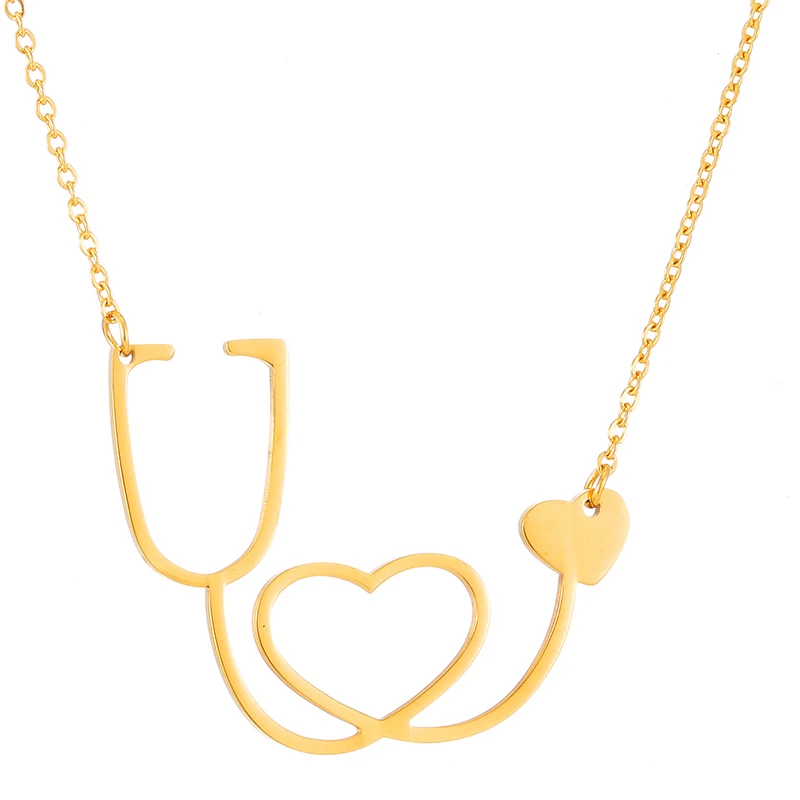

XUNBEI Love Heart Choker Necklace Medical Nurse Stethoscope Pendant Necklaces Dropshipping