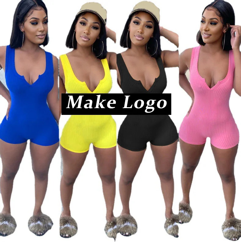 

China popular fashionable autumn casual hollowed women jumpsuit mujer v-neck vest