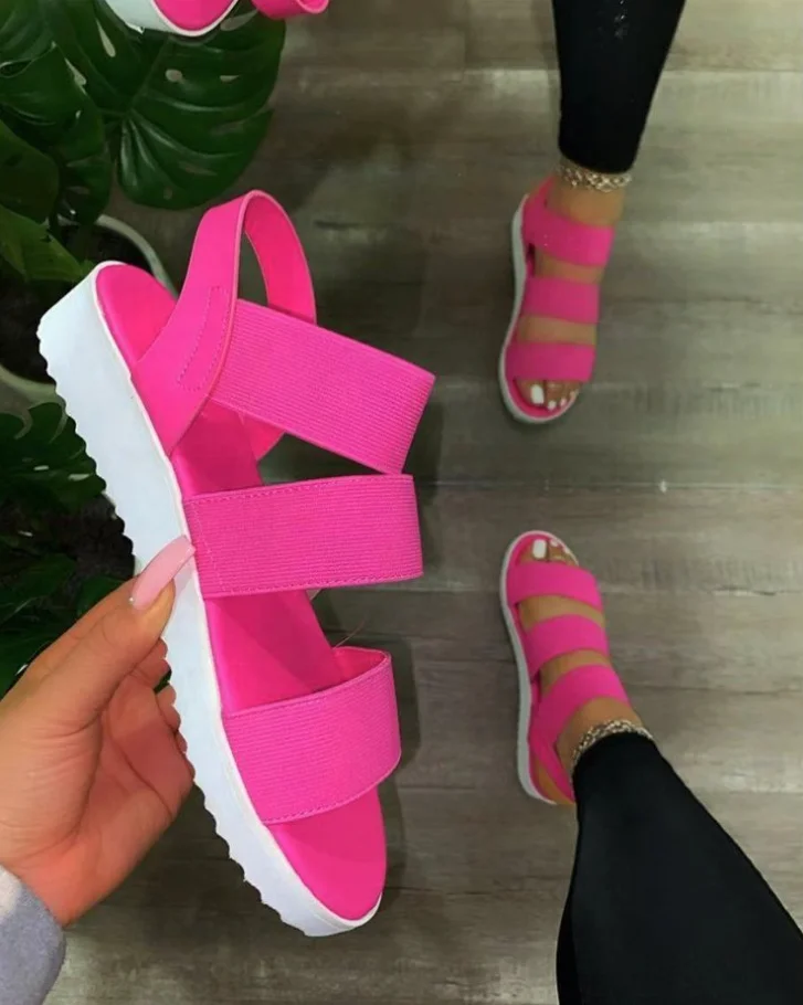 

Leslides 2021 New Arrival Fashion Women's Slippers Sport Shoes Slides Wholesale Elastic Sandals Outdoor Slide Flat Sandal, Black yellow red
