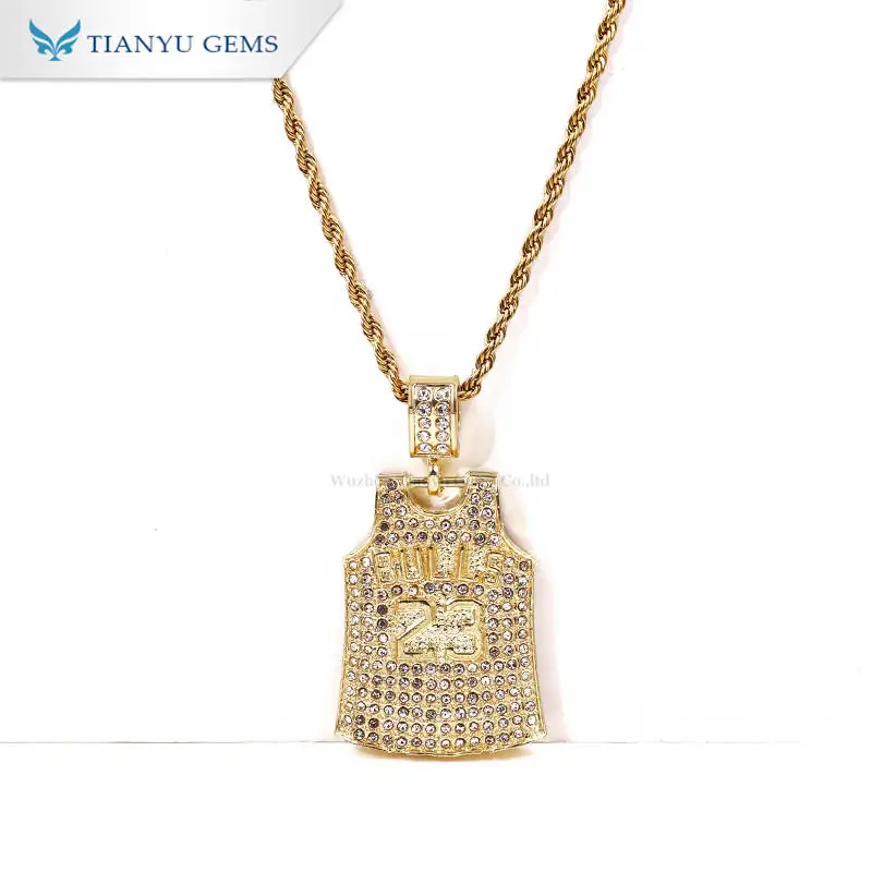 

Tianyu Gems Moissanite Diamond Micro Paved No.23 Jersey Pendant Hip Hop Iced Out Shirt Pendant Jewelry, Yellow