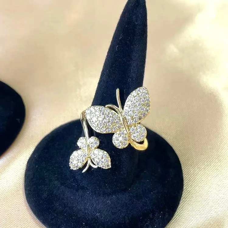 

Factory wholesale fashion 18k gold rings plating diamond ring price butterfly ring