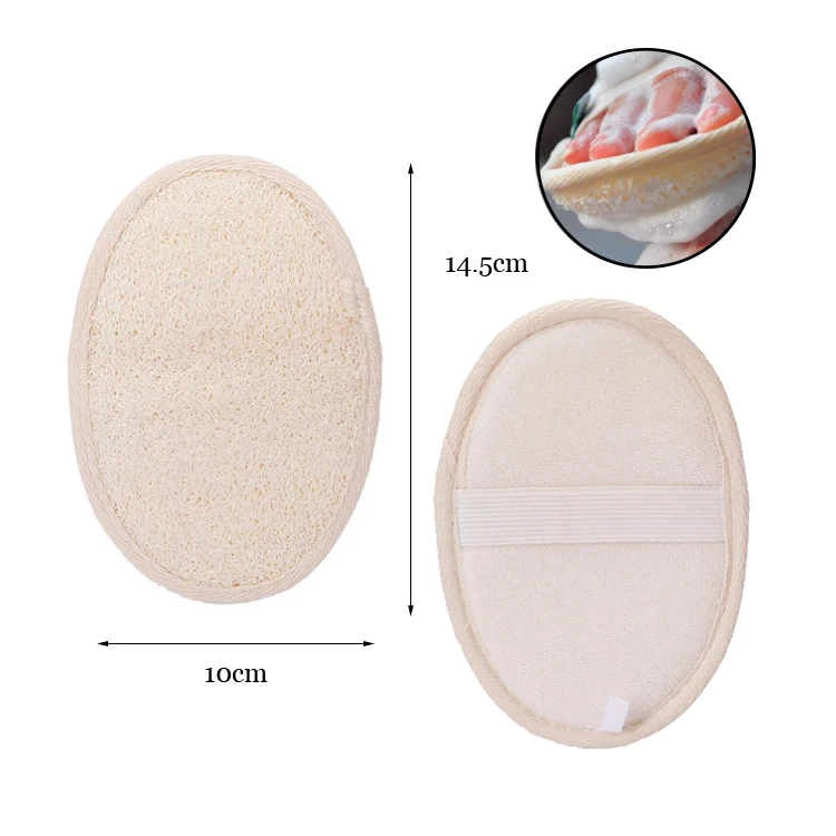 

100% Natural Luffa and Terry Cloth Loofah Sponge Pads Exfoliating Natural Bath Loofah Body Scrubber Pads for Bath Shower & Spa