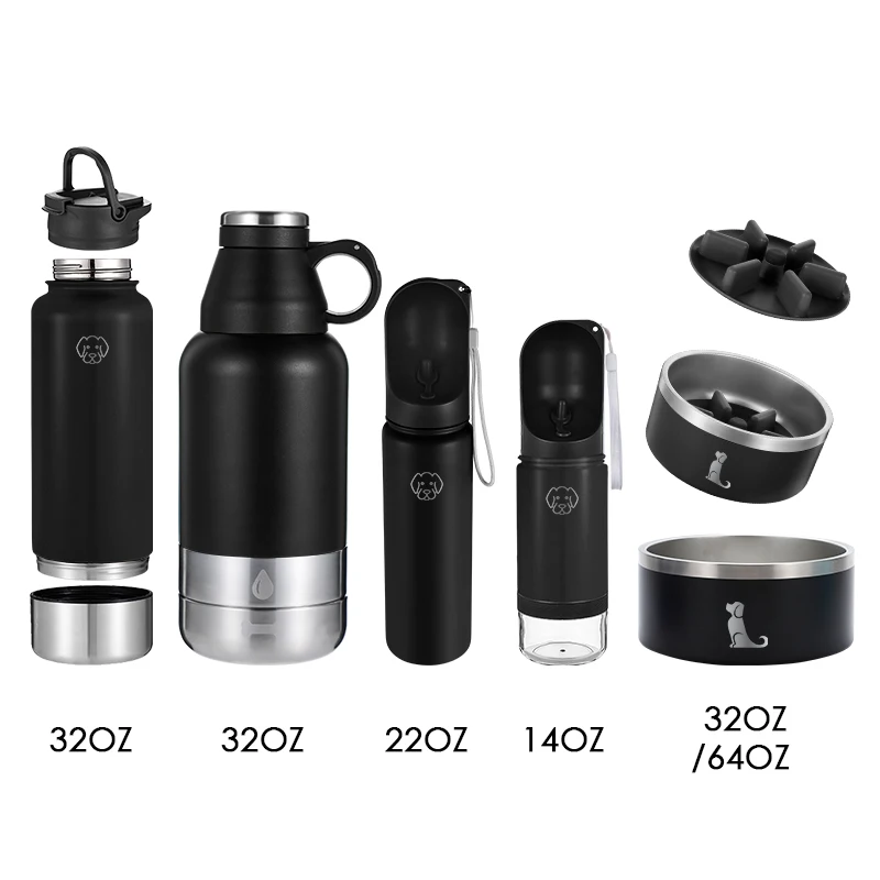 

32oz 64oz 2022 New Design Stainless Steel Pets Dog Bowl Vacuum Insulated Water Bottle For Picnic