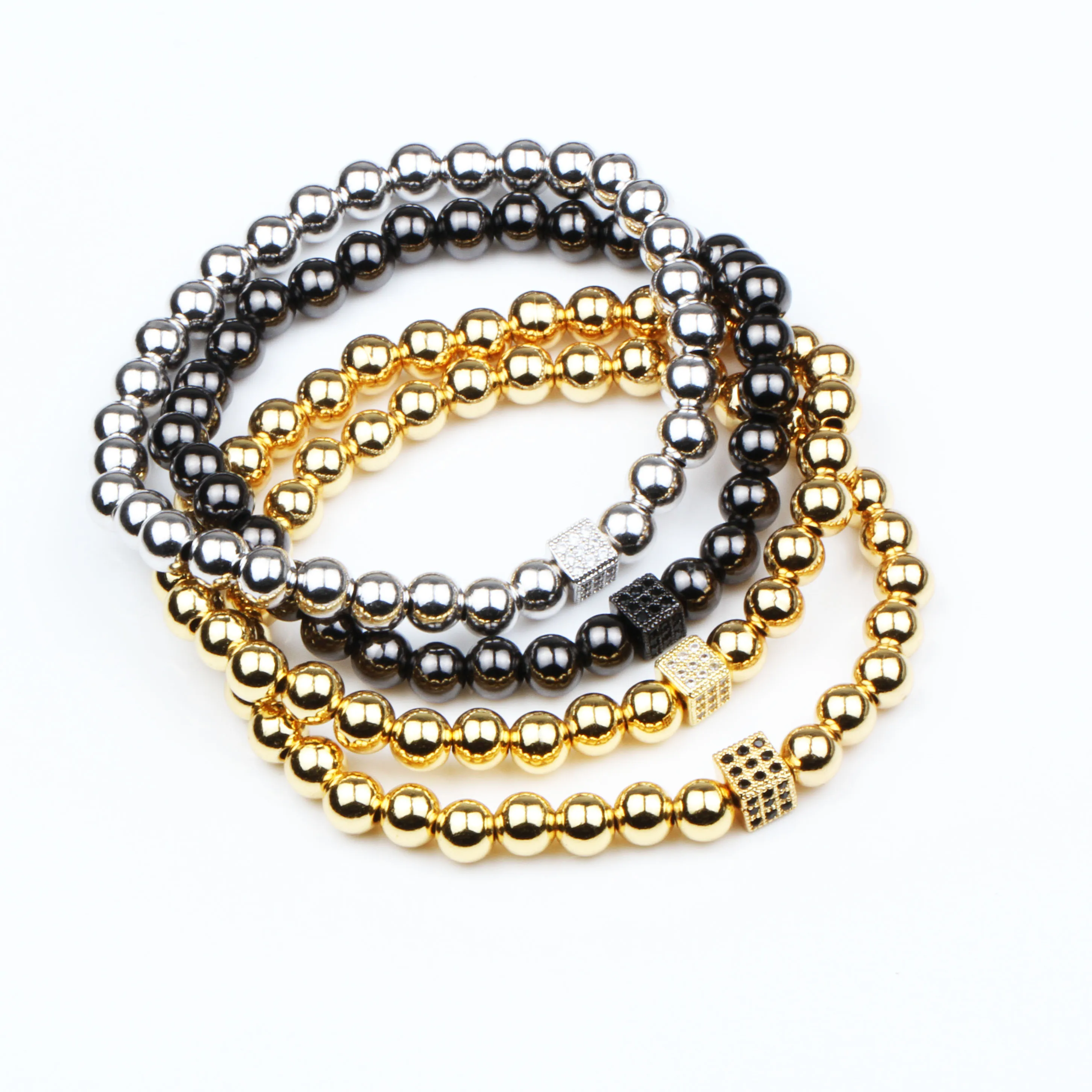 

Wholesale Bohemia 18k Gold Filled Beads Stacking Chain Bracelet Beaded Stretch Bracelet