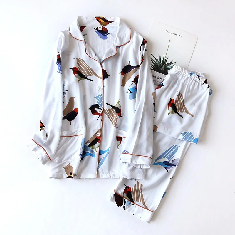 

Hot Girls Summer 2 Piece Clothing Suit Thin Long Sleeve Cotton pajamas for Women