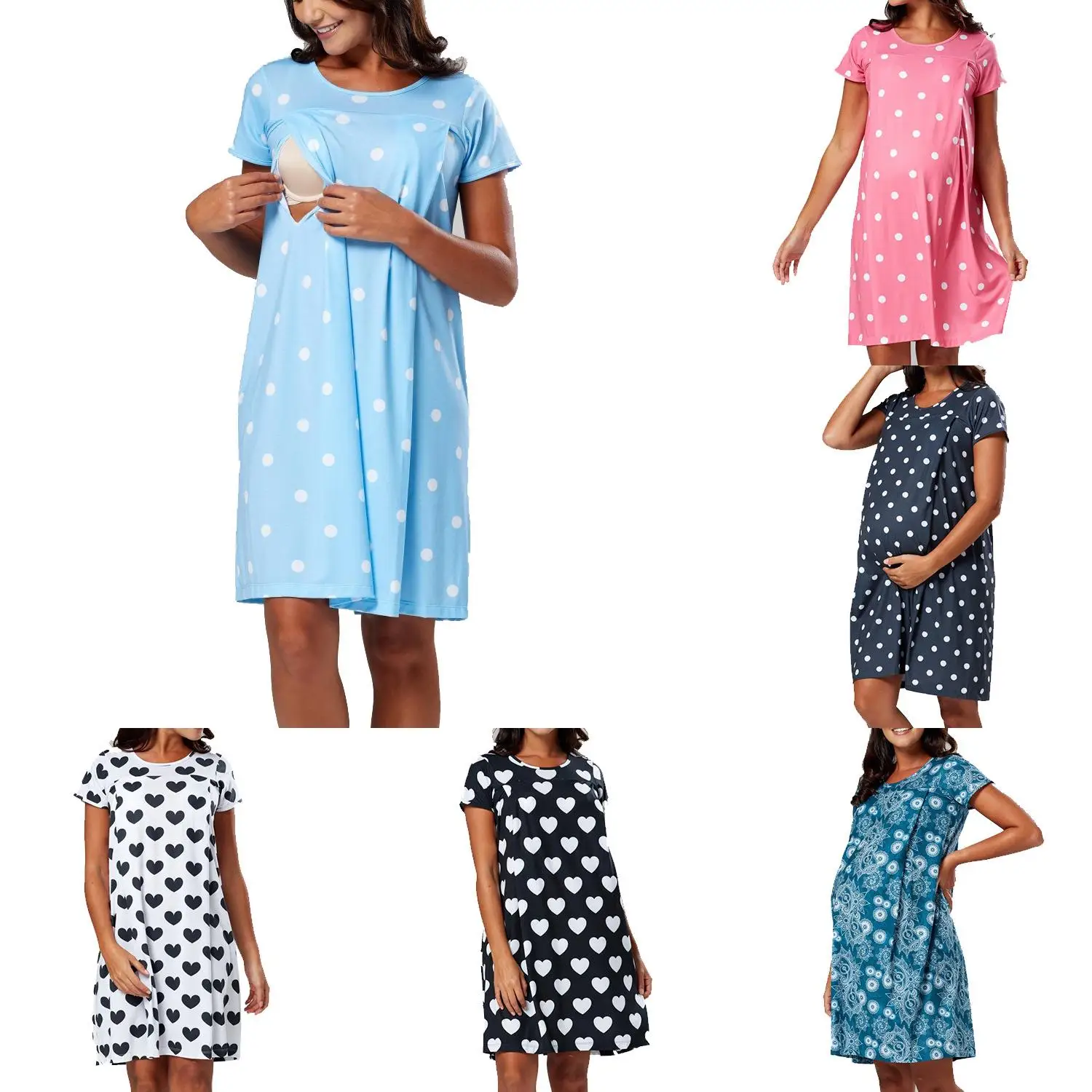 

Women Maternity Breastfeeding Dress Vestido De Lactancia Easy Feeding Hole And Back Split Maternity Clothes Gown