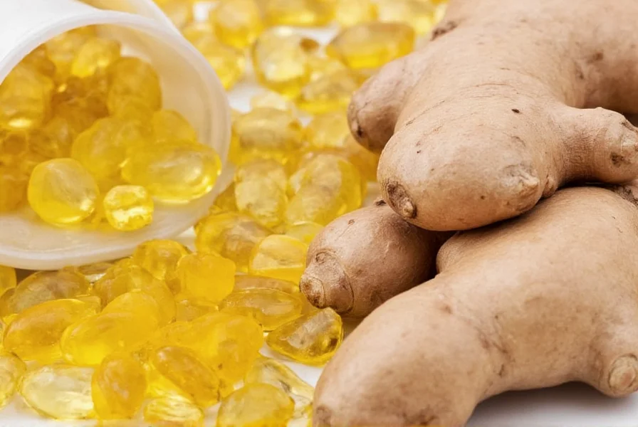 Comparison chart showing active compound concentration in fresh ginger versus standardized ginger supplements