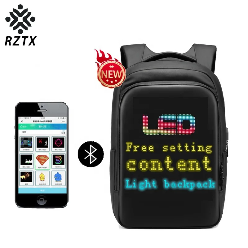 

Led Personalized Backpack Convenient Blue tooth Connection Custom LED Advertisement Propaganda Backpack Backpack, Black